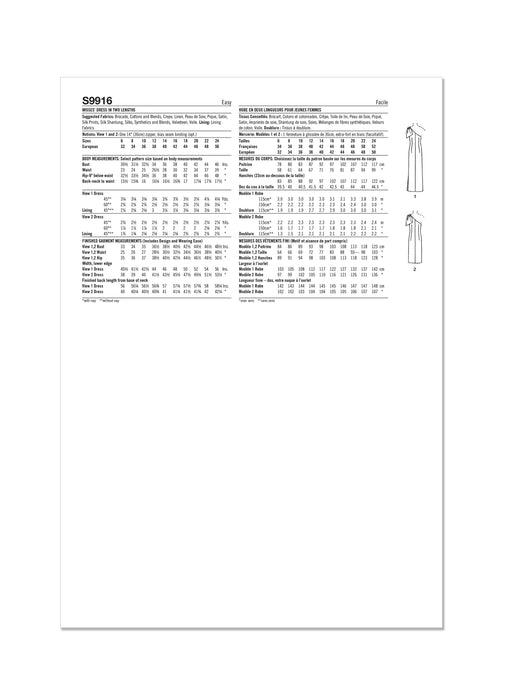 Simplicity Sewing Pattern 9916 Misses' Dress in Two Lengths from Jaycotts Sewing Supplies