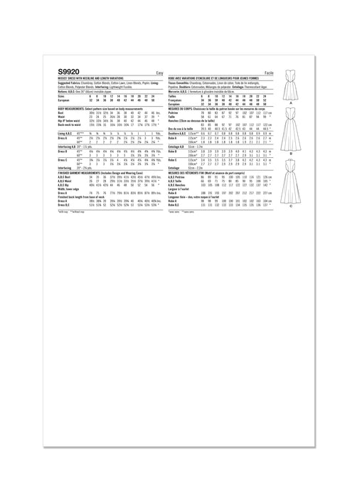 Simplicity Sewing Pattern 9920 Misses' Dress with Neckline and Length Variations from Jaycotts Sewing Supplies