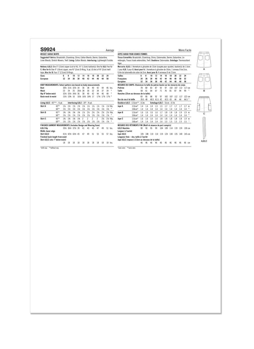 Simplicity Sewing Pattern 9924 Misses' Cargo Skirts from Jaycotts Sewing Supplies