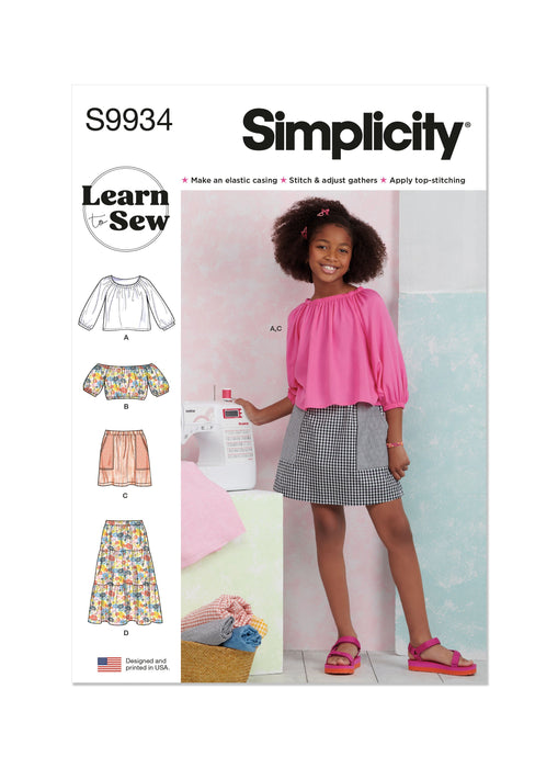 Simplicity Sewing Pattern 9934 Girls' Tops and Skirts from Jaycotts Sewing Supplies