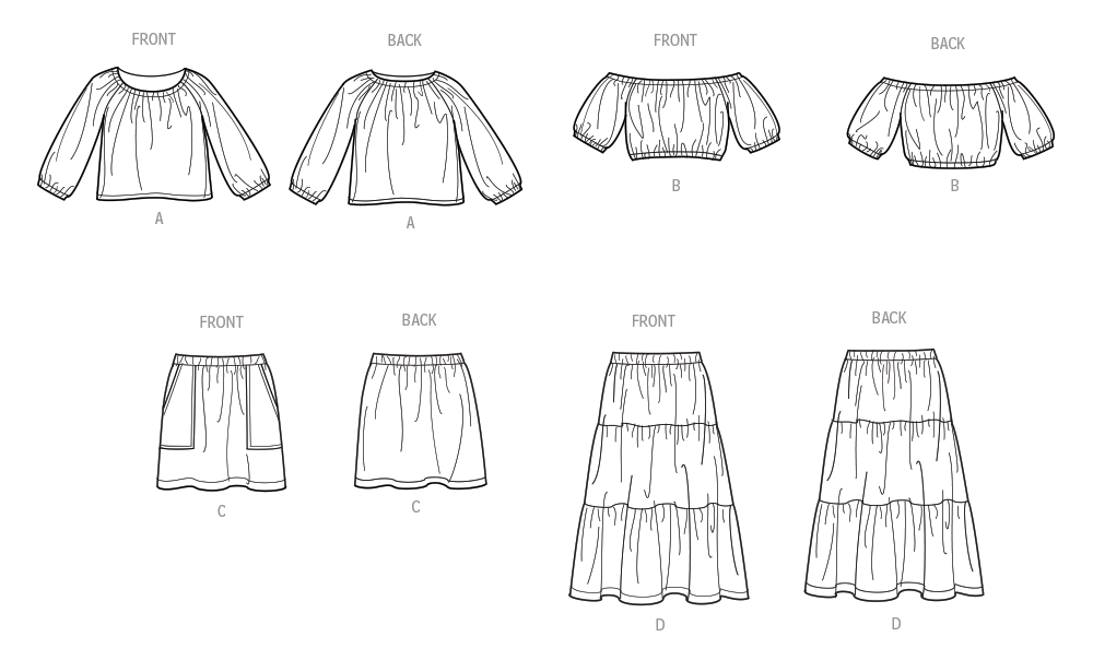 Simplicity Sewing Pattern 9934 Girls' Tops and Skirts from Jaycotts Sewing Supplies