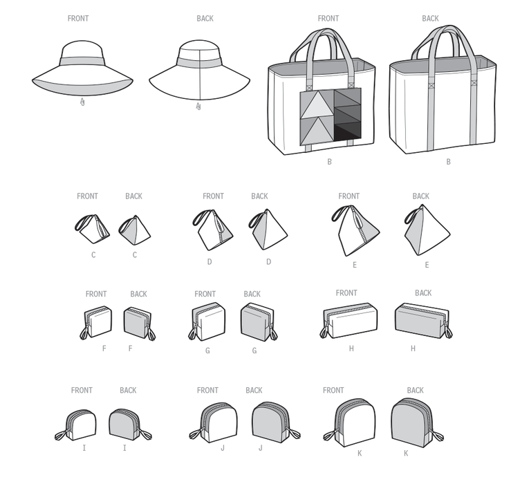 Simplicity Sewing Pattern 9937 Hat, Tote Bag and Zipper Cases from Jaycotts Sewing Supplies