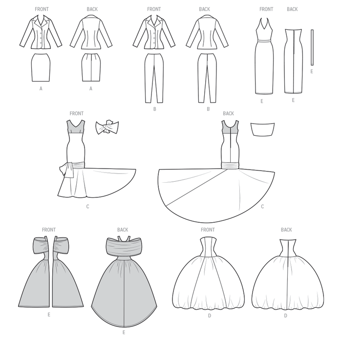 Simplicity Sewing Pattern 9939 Fashion Doll Clothes by Andrea Schewe Designs from Jaycotts Sewing Supplies