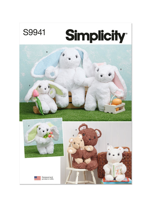 Simplicity Sewing Pattern 9941 Plush Bears and Bunnies in Three Sizes from Jaycotts Sewing Supplies