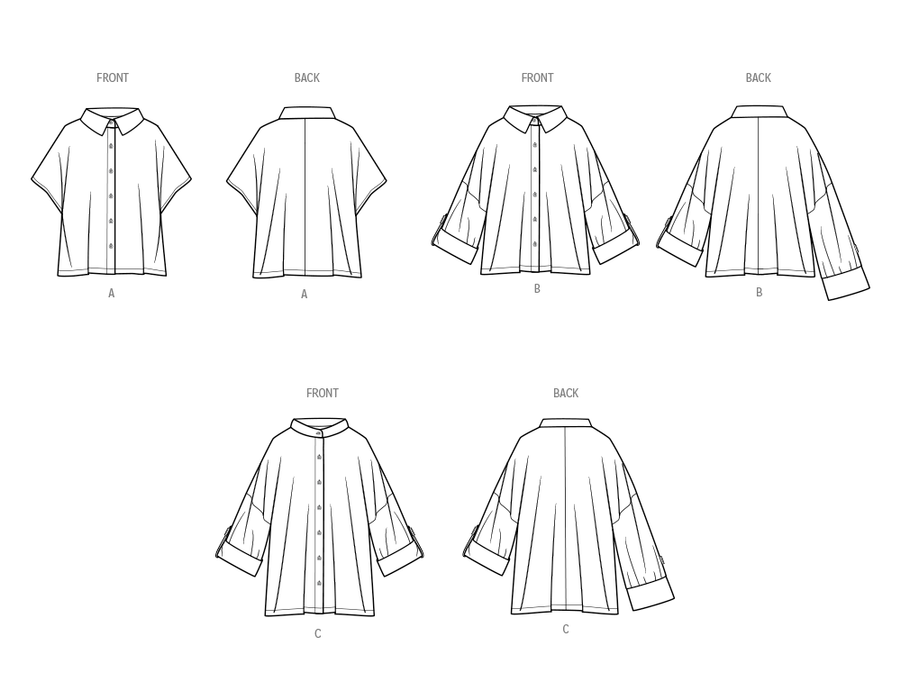 Simplicity Sewing Pattern 9952 Oversized Shirts from Jaycotts Sewing Supplies
