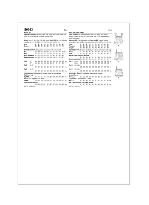 Simplicity Sewing Pattern 9953 Tops from Jaycotts Sewing Supplies