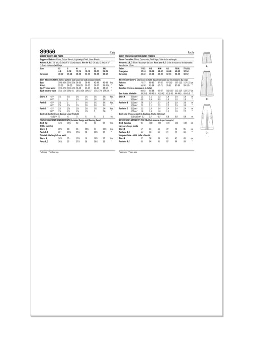Simplicity Sewing Pattern 9956 Wide Leg Trousers and shorts from Jaycotts Sewing Supplies