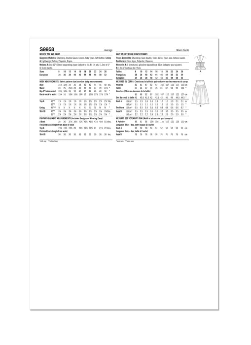 Simplicity Sewing Pattern 9958 Flouncy Top and Skirt from Jaycotts Sewing Supplies