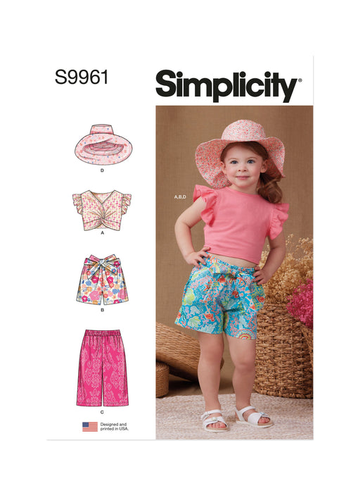 Simplicity Sewing Pattern 9961 Toddlers' Shorts, Pants, Hat and Top from Jaycotts Sewing Supplies