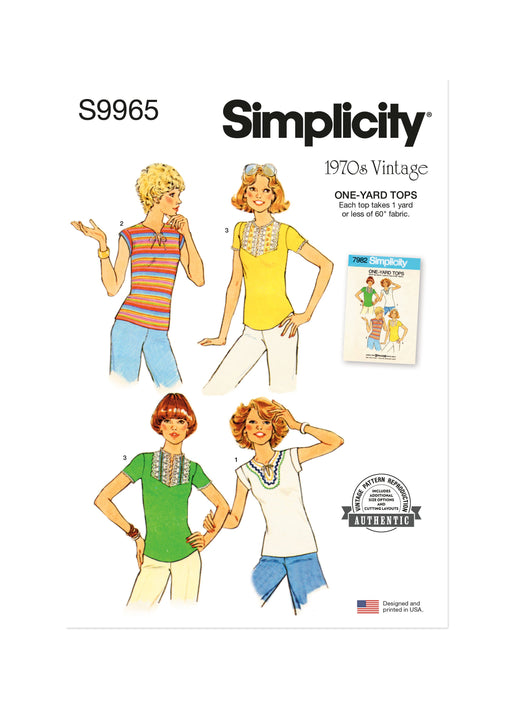 Simplicity Sewing Pattern 9965 Vintage 1970's Knit Tops from Jaycotts Sewing Supplies