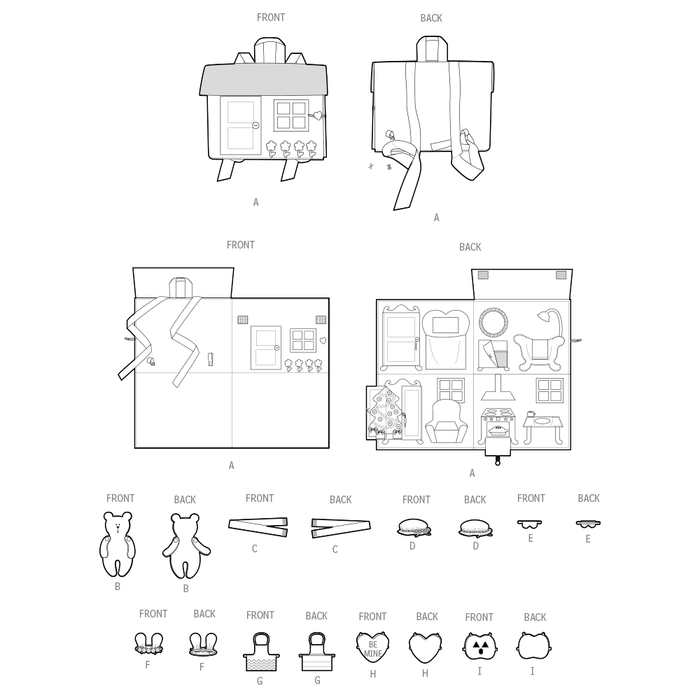 Simplicity Sewing Pattern 9976 Doll House Backpack with Bear from Jaycotts Sewing Supplies