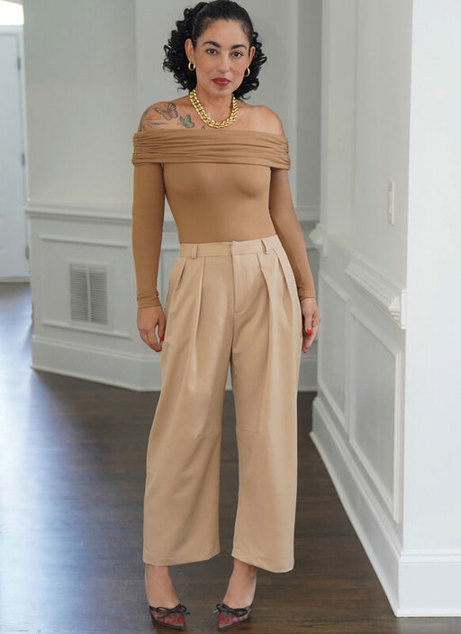 Simplicity pattern S3167 Off The Shoulder Knit Top and Woven Trousers by Mimi G Style from Jaycotts Sewing Supplies
