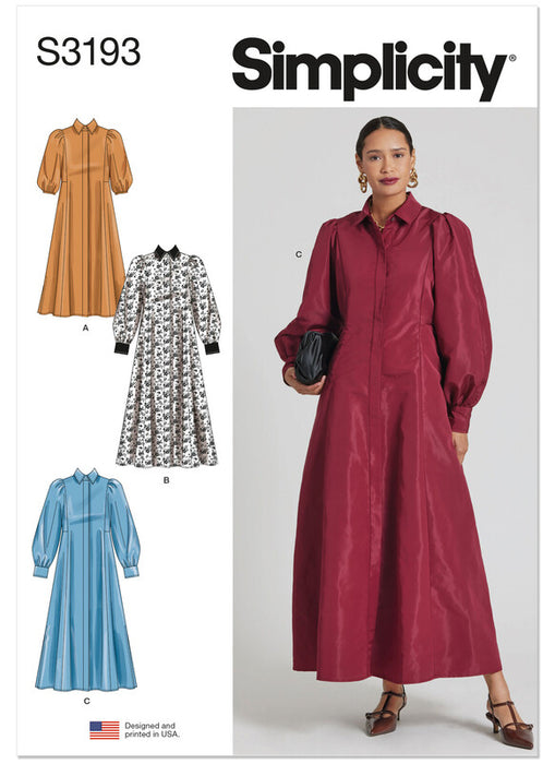 Simplicity Sewing Pattern 3193 Misses' Shirtdress with Sleeve and Length Variations from Jaycotts Sewing Supplies