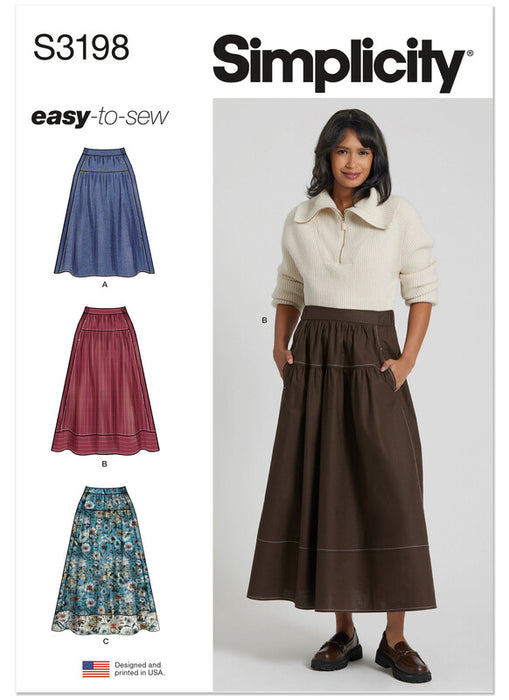Simplicity Sewing Pattern 3198 Misses' Gathered Skirt in Two Lengths from Jaycotts Sewing Supplies