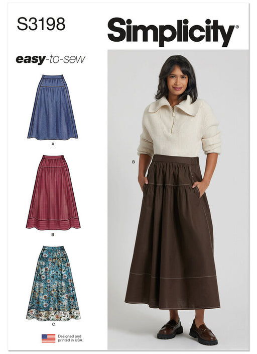 Simplicity Sewing Pattern 3198 Misses' Gathered Skirt in Two Lengths from Jaycotts Sewing Supplies