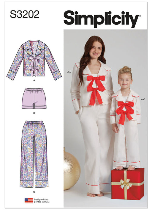 Simplicity Sewing Pattern 3202 Children's and Misses' Lounge Top, Shorts and Pants from Jaycotts Sewing Supplies