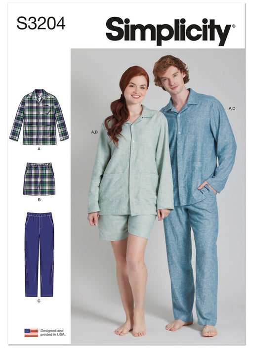 Simplicity Sewing Pattern 3204 Unisex Pajamas from Jaycotts Sewing Supplies