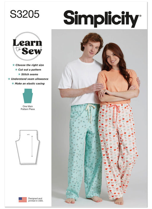 Simplicity Sewing Pattern 3205 Unisex Lounge Pants from Jaycotts Sewing Supplies