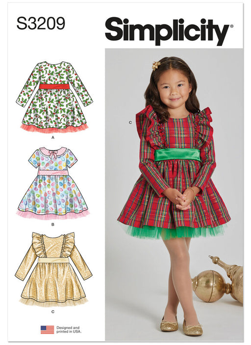 Simplicity Sewing Pattern 3209 Children's Dress with Sleeve Variations from Jaycotts Sewing Supplies