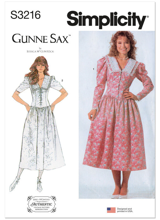 Simplicity Sewing Pattern 3216 Misses' and Miss Petite Dress with Fitted Bodice by Gunne Sax by Jessica McClintock from Jaycotts Sewing Supplies