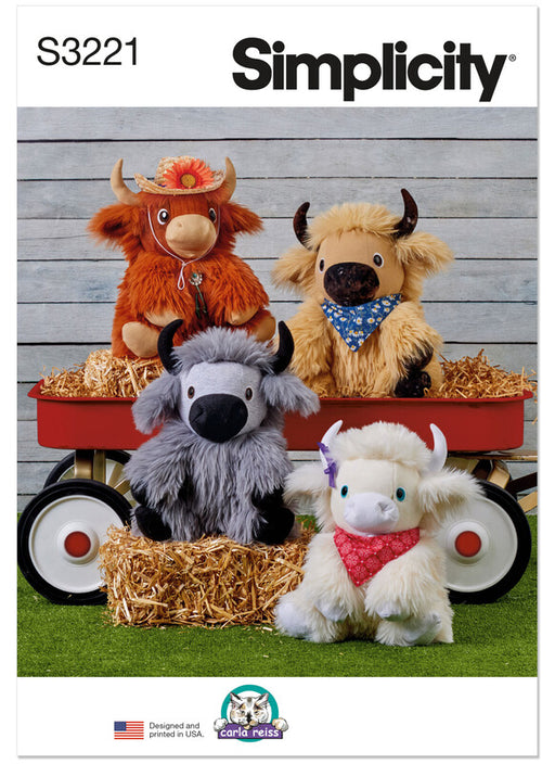 Simplicity Sewing Pattern 3221 Plush Highland Cows by Carla Reiss from Jaycotts Sewing Supplies