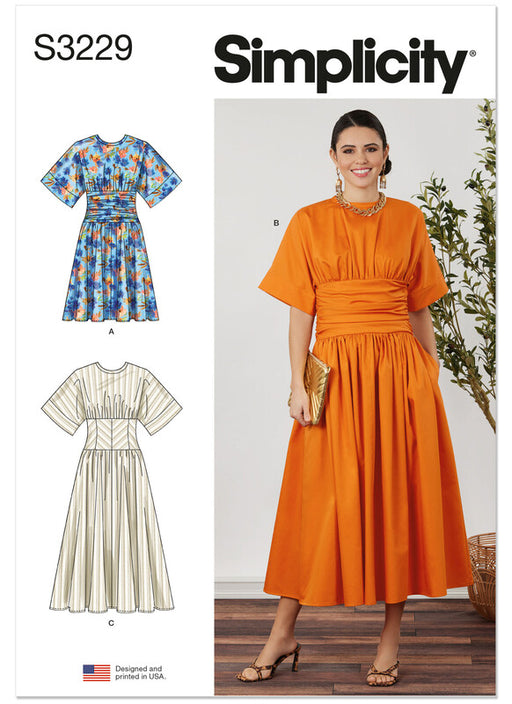 Simplicity Sewing Pattern 3229 Misses' and Women's Midi Dress in Two Lengths from Jaycotts Sewing Supplies