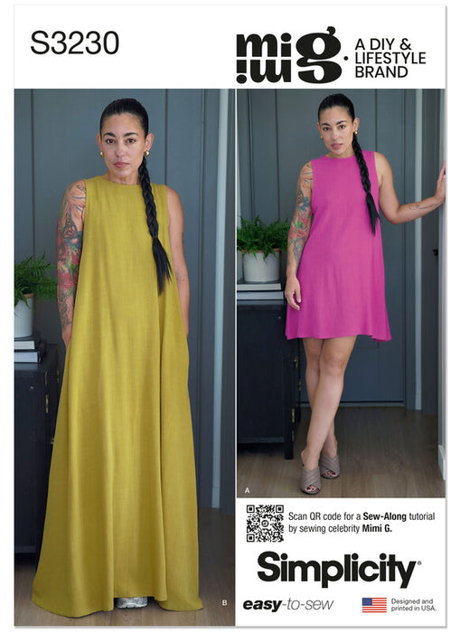 Simplicity Sewing Pattern 3230 Misses' Tent Dress in Two Lengths by Mimi G Style from Jaycotts Sewing Supplies