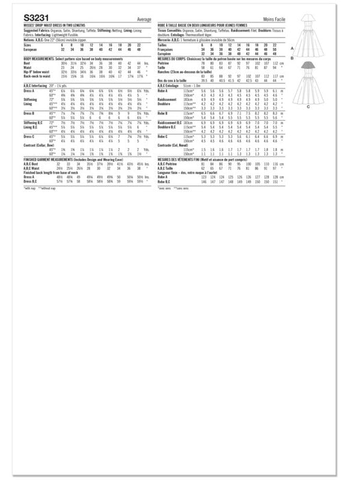 Simplicity Sewing Pattern 3231 Misses' Drop Waist Dress in Two Lengths from Jaycotts Sewing Supplies
