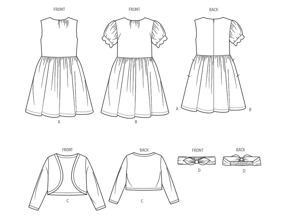Simplicity Sewing Pattern 3244 Children's Dresses, Bolero and Headband in Three Sizes from Jaycotts Sewing Supplies