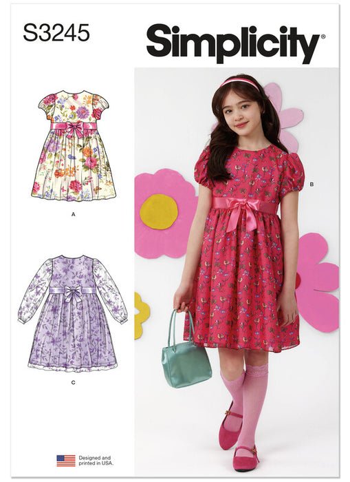 Simplicity Sewing Pattern 3245 Girls' Dress with Sleeve Variations from Jaycotts Sewing Supplies