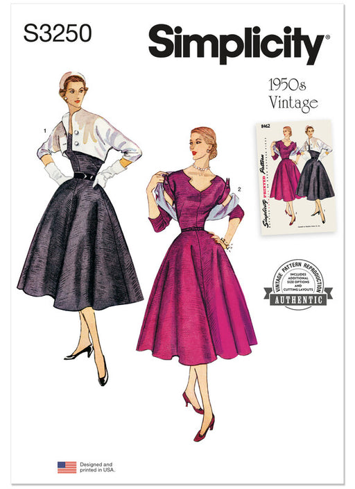 Simplicity Sewing Pattern 3250 Misses' 1950's Dress and Reversible Bolero from Jaycotts Sewing Supplies
