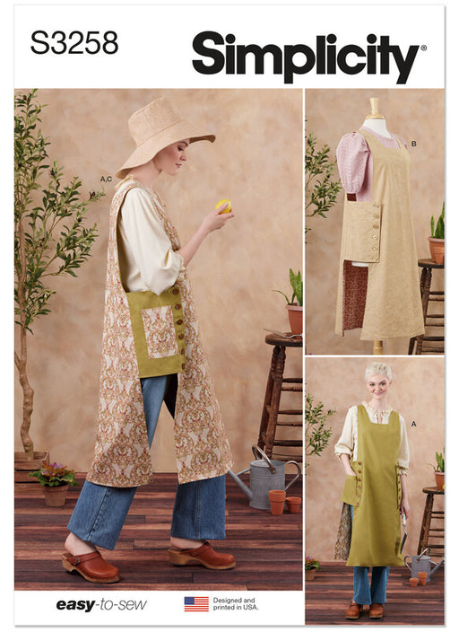 Simplicity Sewing Pattern 3258 Misses' Reversible Cobbler Apron and Hat in Three Sizes S, M and L from Jaycotts Sewing Supplies