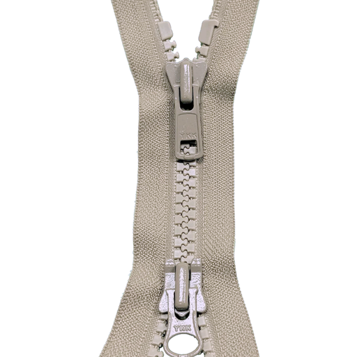 YKK Beige Two way Open End Zip, Heavy plastic from Jaycotts Sewing Supplies