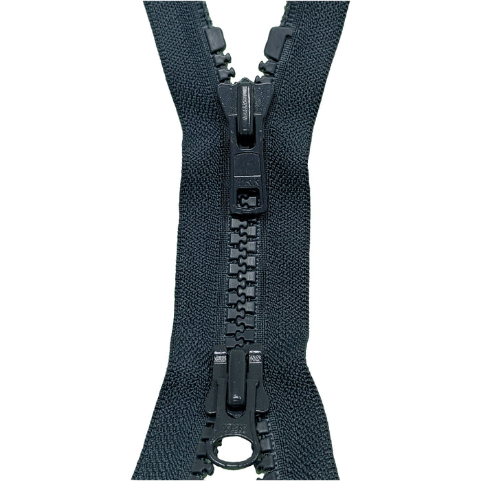 YKK Dark Slate Grey Two way Open End Zip, Heavy plastic from Jaycotts Sewing Supplies