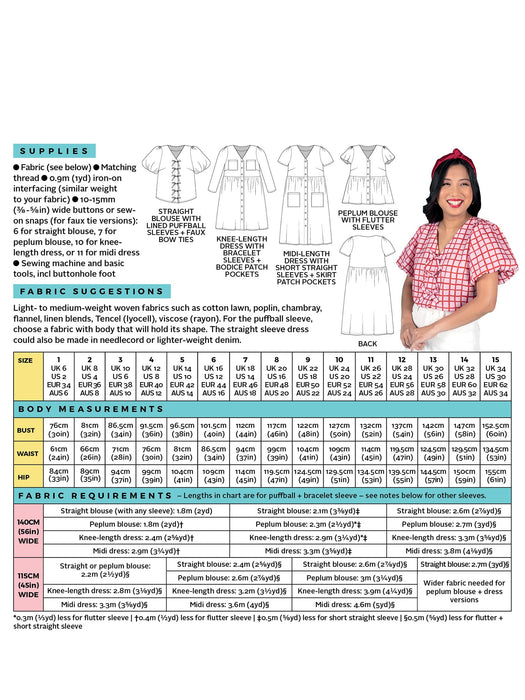 Tilly and The Buttons Nell Blouse and Dress Pattern from Jaycotts Sewing Supplies