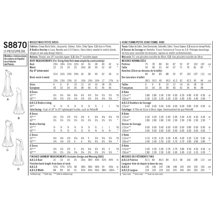Simplicity 8870 Misses' / Miss Petite Special Occasion Dress