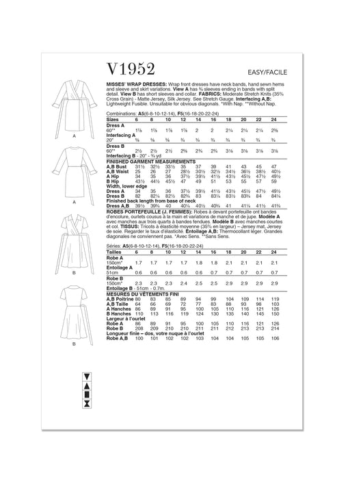 Vogue sewing pattern 1952 Misses' Wrap Dresses from Jaycotts Sewing Supplies