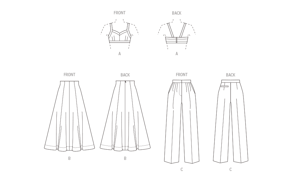 Vogue sewing pattern 1961 Misses' Top, Skirt and Pants from Jaycotts Sewing Supplies