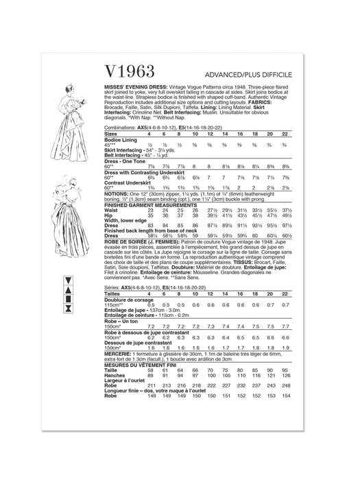 Vogue Sewing Pattern 1963 Misses’ Evening Dress from Jaycotts Sewing Supplies