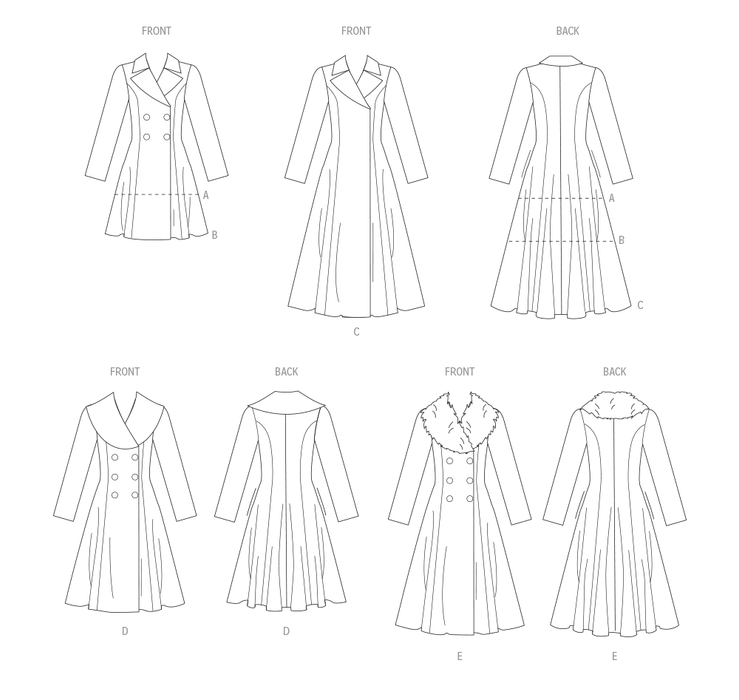 Vogue Sewing Pattern 1971 Misses' Coat in Five Lengths from Jaycotts Sewing Supplies