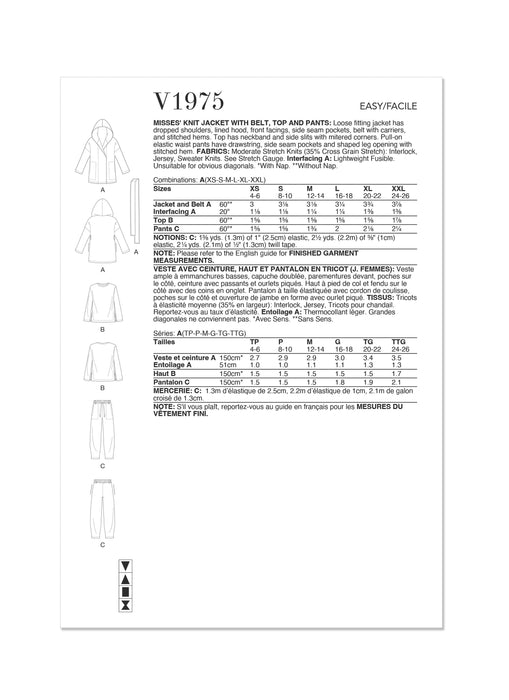 Vogue Sewing Pattern 1975 Dressing Gown and Loungewear from Jaycotts Sewing Supplies