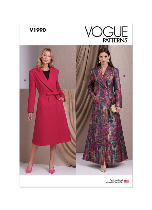 Vogue Sewing Pattern 1990 Misses' Coats from Jaycotts Sewing Supplies