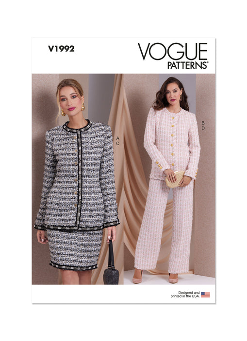 Vogue Sewing Pattern 1992 Misses' Jackets, Skirt and Pants from Jaycotts Sewing Supplies