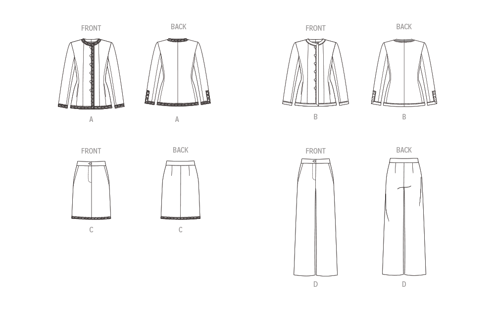 Vogue Sewing Pattern 1992 Misses' Jackets, Skirt and Pants from Jaycotts Sewing Supplies