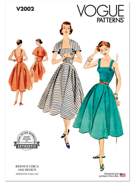Vogue Sewing Pattern 2002 Vintage 1950's Dress and Capelet from Jaycotts Sewing Supplies