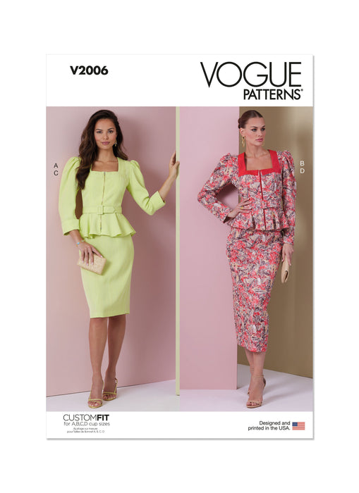 Vogue Sewing Pattern 2006 Misses' Peplum Top Dress from Jaycotts Sewing Supplies