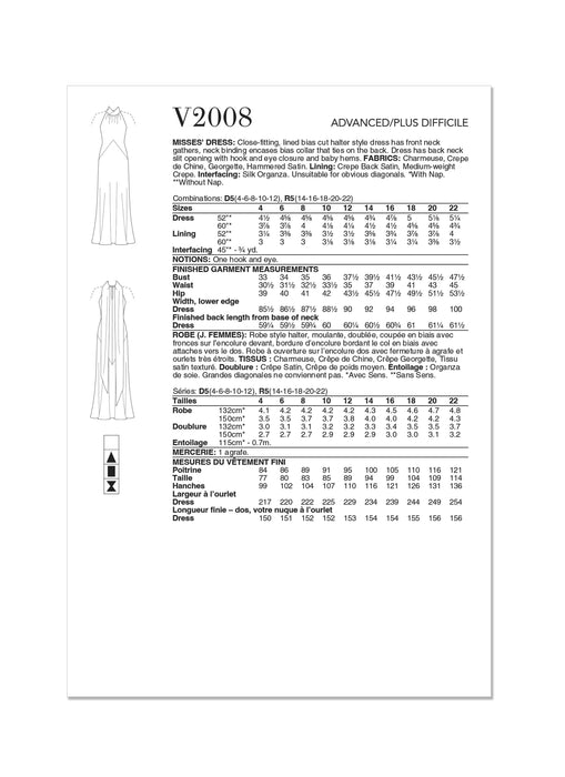 Vogue Sewing Pattern 2008 Misses' Dress by Tom & Linda Platt Inc from Jaycotts Sewing Supplies