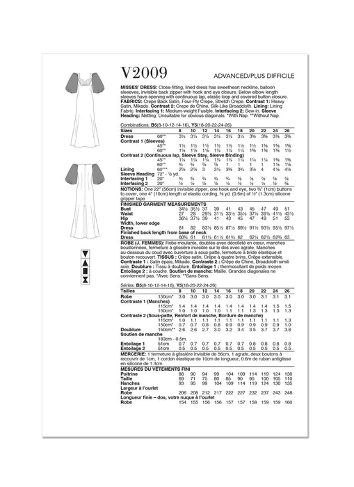 Vogue Sewing Pattern 2009 Misses' Dress by Badgley Mischka from Jaycotts Sewing Supplies