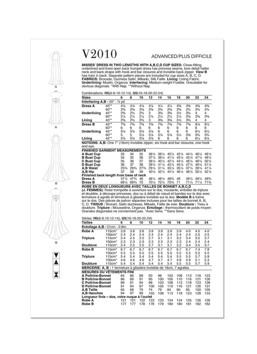 Vogue Sewing Pattern 2010 Evening Dress in Two Lengths from Jaycotts Sewing Supplies
