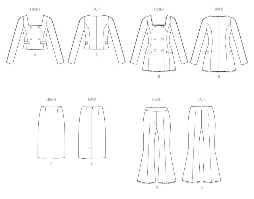Vogue Sewing Pattern 2017 Skirt Suit / Trouser Suit Pattern from Jaycotts Sewing Supplies